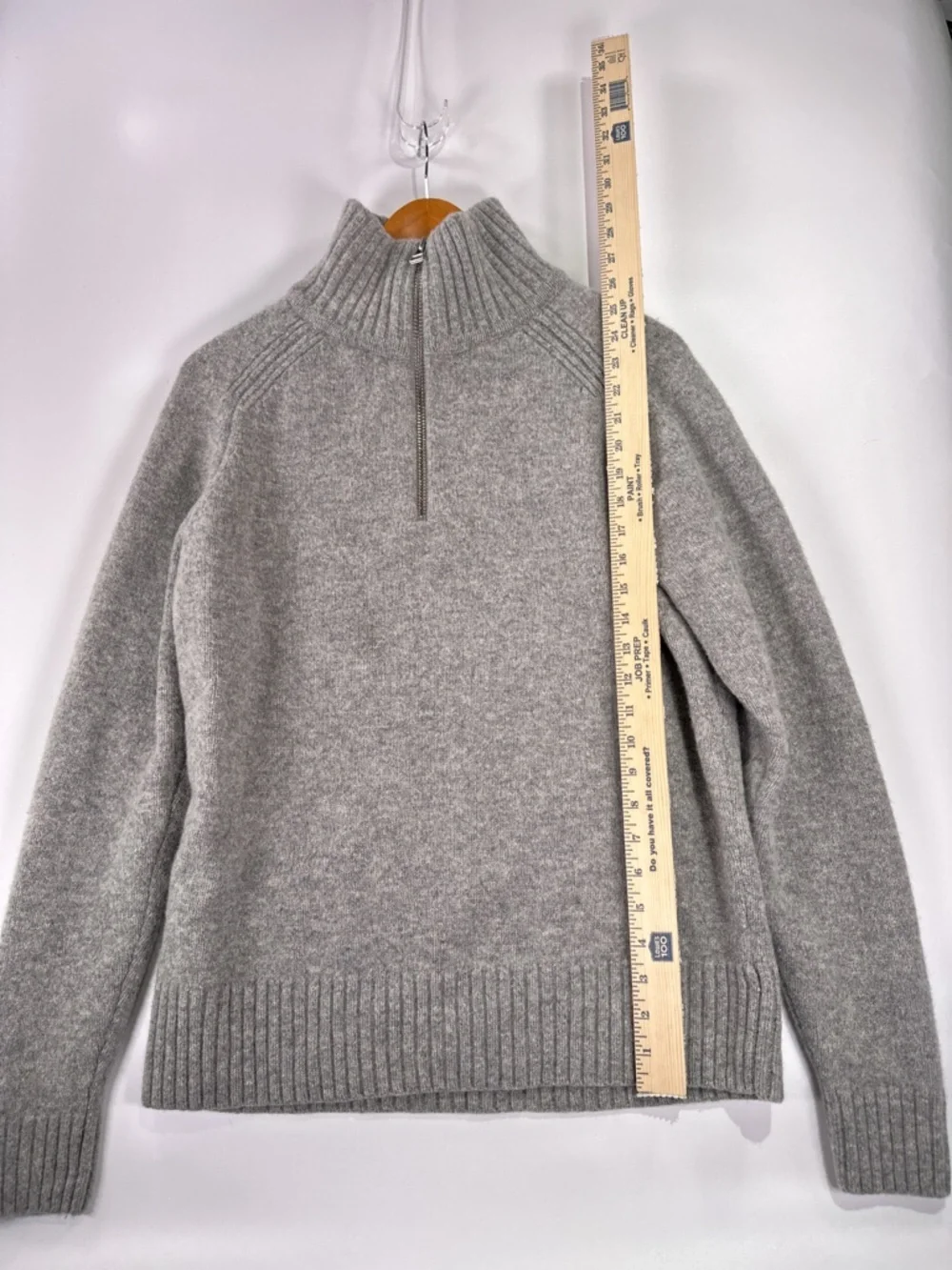 A Day's March Half Zip Sweater Mock Neck Lambswool Heather Grey Mens Large